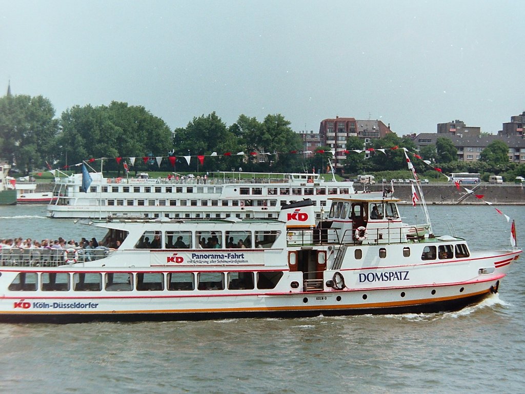 Das Fahrgastschiff Domspatz aufgenommen am Rhein bei Kln.