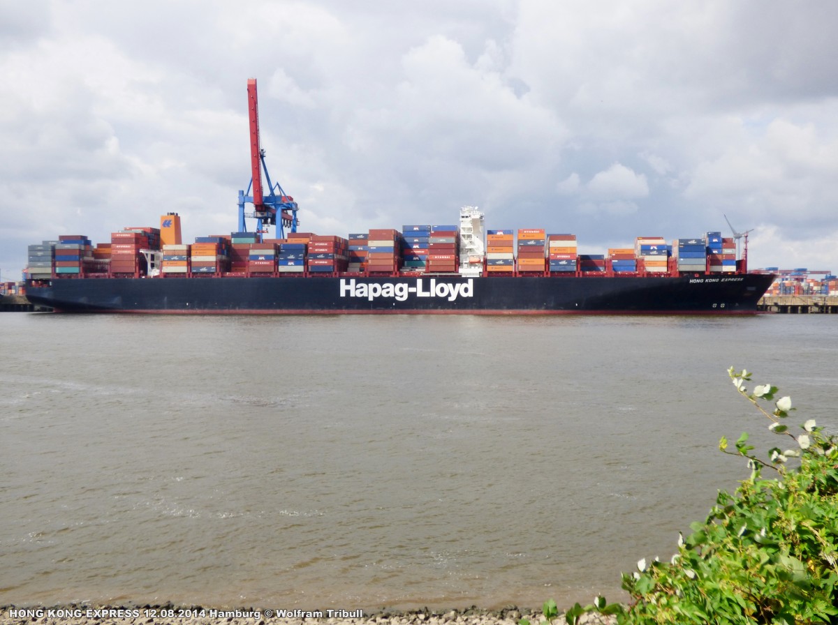HONG KONG EXPRESS aufgenommen am 12.08.2014 bei Hamburg Höhe Container Terminal Altenwerder