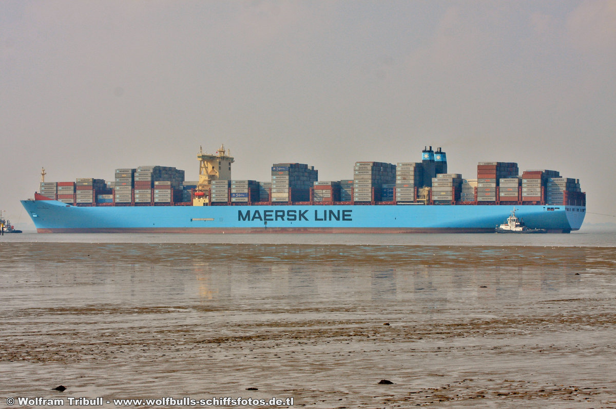 MATZ MAERSK aufgenommen am 27.07.2014 bei Imsum Höhe Ochsenturm beim Erstanlauf in den Hafen von Bremerhaven