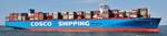COSCO SHIPPING NEBULA aufgenommen am 18. Juli 2019 bei Cuxhaven Höhe Steubenhöft