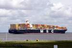 Das Containerschiff MSC Luciana aufgenommen am 28.07.10 bei Cuxhaven Hhe Altenbruch