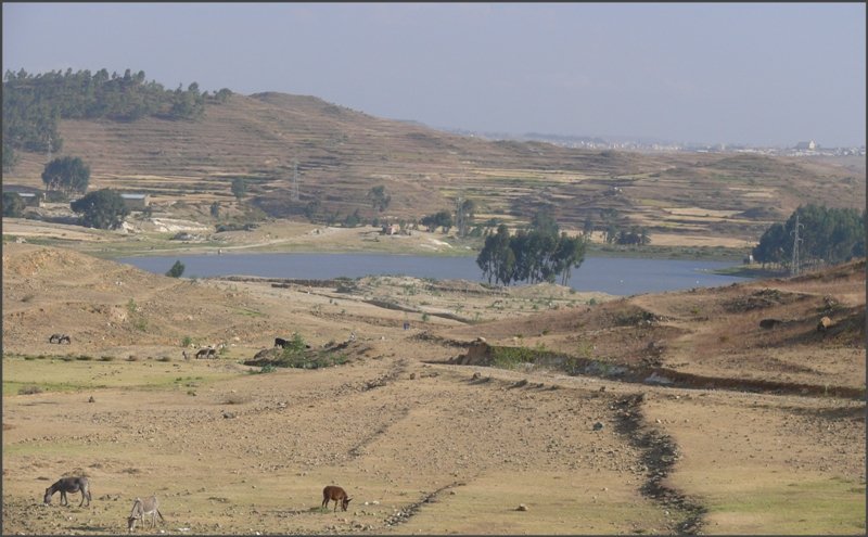Trockene Hochlandsteppe und wieder mal ein kleiner See. (26.10.2008)